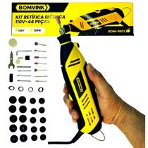 Kit Mini Retífica Profissional 135w 44 Peças 110V Potente 135W BOMVINK BOM9603 com Eixo Flexível e 44 Acessórios 110V