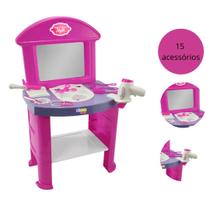 Kit mini salão estudio de beleza infantil completo com 15 acessórios espelho prateleira simotoys Kit mini salão estudio de beleza infantil completo com 15 acessórios espelho prateleira simotoys