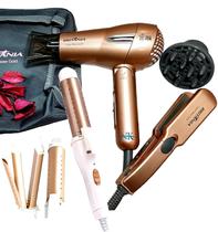 Kit Mini Secador De Cabelo Britania 1200w Difusor Chapinha Titanium Pequeno Viagem Dobrável Modelador 2 Em 1 Bivolt Com Bolsa