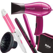 Kit Mini Secador De Cabelo Philco e Chapinha Pequeno Viagem Dobrável Difusor Cachos Modelador Prancha 2 Em 1 Bivolt Kit Mini Secador De Cabelo Philco e Chapinha Pequeno Viagem Dobrável Difusor Cachos Modelador Prancha 2 Em 1 Bivolt