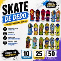 Kit Mini Skate de Dedo Fingerboard Brinquedo Infantil Mini Skate Plástico 10 25 50 Unidades Lembranc