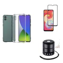 Kit Mini Som Bluetooth Samsung A04 + Capa Anti Impacto + Película Vidro 3D