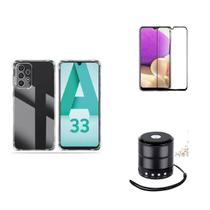 Kit Mini Som Bluetooth Samsung A33 + Capa Anti Impacto + Película Vidro 3D