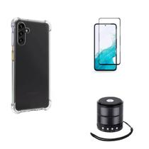 Kit Mini Som Bluetooth Samsung A54 5g + Capa Anti Impacto + Película Vidro 3D