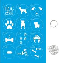 Kit Mini Stencil Cães Dog Com 14 Peças 4,5cm STMI-009 Litoarte