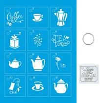 Kit Mini Stencil Chá e Café Coffe Com 14 Peças 4,5cm STMI-012 Litoarte Kit Mini Stencil Chá e Café Coffe Com 14 Peças 4,5cm STMI-012 Litoarte