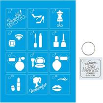 Kit Mini Stencil Chaveiro Feminino - STMI-014 Kit Mini Stencil Chaveiro Feminino - STMI-014