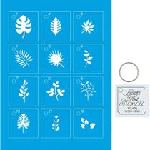 Kit Mini Stencil Chaveiro Folhas - STMI-008