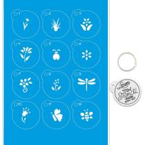 Kit Mini Stencil Chaveiro Jardim - STMI-001 Kit Mini Stencil Chaveiro Jardim - STMI-001