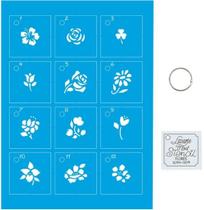 Kit Mini Stencil Flores Com 14 Peças 4,5cm STMI-004 Litoarte