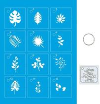 Kit Mini Stencil Folhagem Com 14 Peças 4,5cm STMI-008 Litoarte Kit Mini Stencil Folhagem Com 14 Peças 4,5cm STMI-008 Litoarte