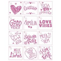 Kit Mini Stencil Letters com 12 Peças 4,5cm Stmi-033 Litoarte