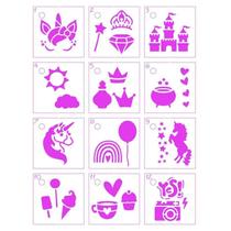 Kit Mini Stencil Magia com 12 Peças 4,5cm Stmi-032 Litoarte