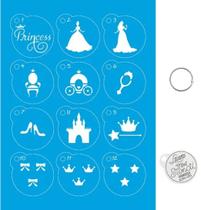 Kit Mini Stencil Princesa Com 14 Peças 4,5cm STMI-013 Litoarte