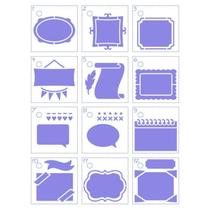 Kit Mini Stencil Tags e Moldura com 12 Peças 4,5cm Stmi-030 Litoarte