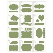 Kit Mini Stencil Tags para Planner com 12 Peças 4,5cm Stmi-029 Litoarte