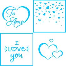 Kit mini stencils corações c/ 04 un blue star