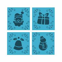 Kit Mini Stencils Natal 1 C/4 Bluestar
