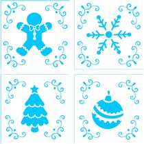 Kit mini stencils natal 2 c/ 04 un - blue star