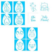 Kit mini stencils páscoa c/ 03 modelos diferentes blue star