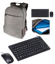 KIT MINI TECLADO CHOCOLATE E MOUSE CORP FLAT/1200DPI (com Fio) + MOCHILA KROSS ELEGANCE CINZA