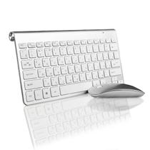 Kit Mini Teclado E Mouse 1600dpi Wireless Branco