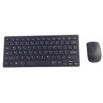 Kit Mini Teclado e Mouse Wireless Ultra Slim Sem Fio - Preto