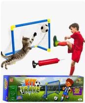 Kit Mini Trave de Futebol Infantil Golzinho Gol com Bola e Bomba Brinquedo Jogo Chute a Gol