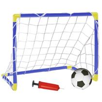 Kit Mini Trave de Futebol Infantil Golzinho Gol com Bola e Bomba Brinquedo Jogo Chute a Gol