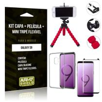 Kit Mini Tripé Flexível Samsung Galaxy S9 Tripé + Capa + Película de Vidro - Armyshield