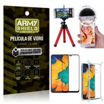 Kit Mini Tripé + Selfie Ring Light Galaxy A20 + Capa Anti Impacto + Película Vidro 3D