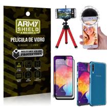 Kit Mini Tripé + Selfie Ring Light Galaxy A50 + Capa Anti Impacto + Película Vidro 3D