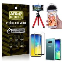 Kit Mini Tripé + Selfie Ring Light Galaxy S10e + Capa Anti Impacto + Película Vidro 3D