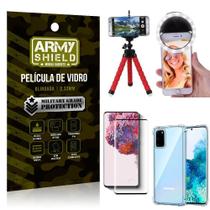 Kit Mini Tripé + Selfie Ring Light Galaxy S20 + Capa Anti Impacto + Película Vidro 3D