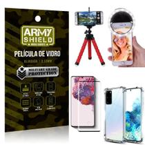 Kit Mini Tripé + Selfie Ring Light Galaxy S20 Plus + Capa Anti Impacto + Película Vidro 3D