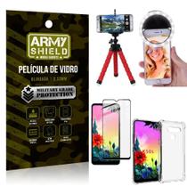 Kit Mini Tripé + Selfie Ring Light LG K50s + Capa Anti Impacto + Película Vidro 3D
