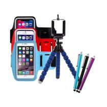 Kit Mini Tripé + Suporte P/ Celular No Braço Impermeável 5.8 Polegadas + Caneta Touch