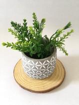 Kit Mini Vaso Decor Cimento CinzaBco com Planta Decor e Base Madeira Design Tronco Kit Mini Vaso Decor Cimento CinzaBco com Planta Decor e Base Madeira Design Tronco