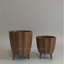 Kit Mini Vaso para Planta Cacau Ondulado Alto Brilho com Pé