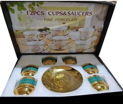 Kit Mini Xicaras de Porcelana Cafe Expresso Luxx Green 12PC 80ml