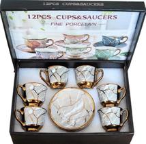 Kit Mini Xicaras de Porcelana Cafe Expresso Luxx Path 12PC 80ml