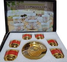 Kit Mini Xicaras de Porcelana Cafe Expresso Luxx Red 12PC 80ml