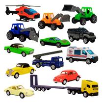 Kit Miniatura Carrinhos Friccão Caminhão Cegonha 17 Peças