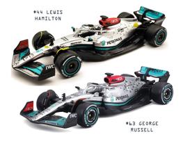 Kit Miniatura Formula 1 Mercedes Amg W13 Lewis Hamilton 44 George Russell 63 1/43 F1 2022 Bburago