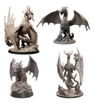 Kit Miniaturas 4 Dragões Dungeons And Dragons Rpg D&d 10cm