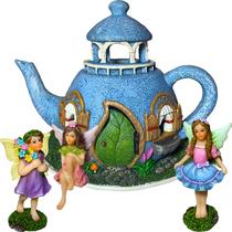 Kit Miniature Teapot House Fairy Garden Mood Lab com 4 peças