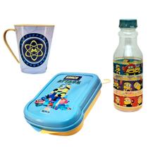 Kit Minions, Garrafinha Infantil 500ml Retrô, Caneca Infantil 360ml , e Sanduicheira infantil Plasútil Kit Minions, Garrafinha Infantil 500ml Retrô, Caneca Infantil 360ml , e Sanduicheira infantil Plasútil