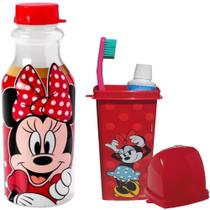 Kit Minnie Garrafa 500ml Antivazamento e Porta Escova