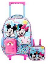 Kit Minnie Mickey Mochila 2EM1 Rodas + Lancheira Térmica