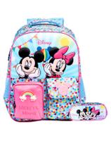 Kit Minnie Mickey Mochila De Costas + Estojo Sweet Disney